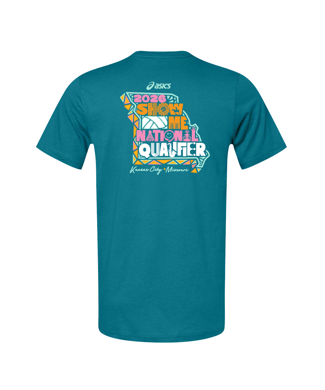 26 SMNQ ASICS SS Main Tee-Techno Cyan