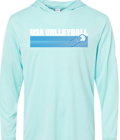 25 Beach Pro USAV LS Tech Hoodie-Aqua Blue